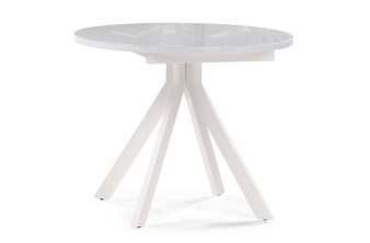 Стеклянный стол Трейси 100(140)х100х75 белый / черный
