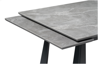 Керамический стол Ливи 140х80х78 серый мрамор / черный