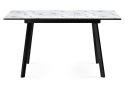 Стеклянный стол Агни 110(140)х68х76 мрамор белый / черный матовый