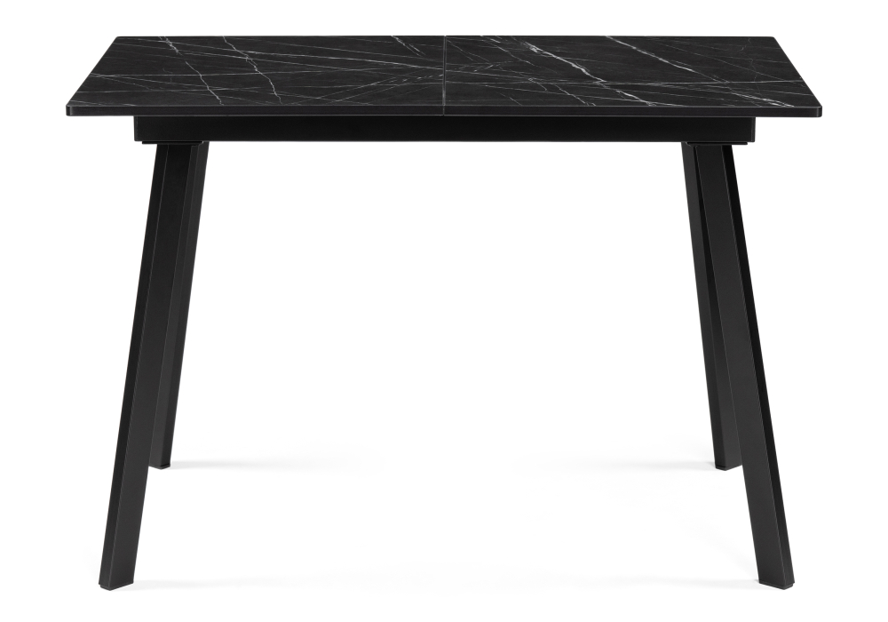 Деревянный стол Агни 110(140)х68х76 мрамор черный / черный матовый