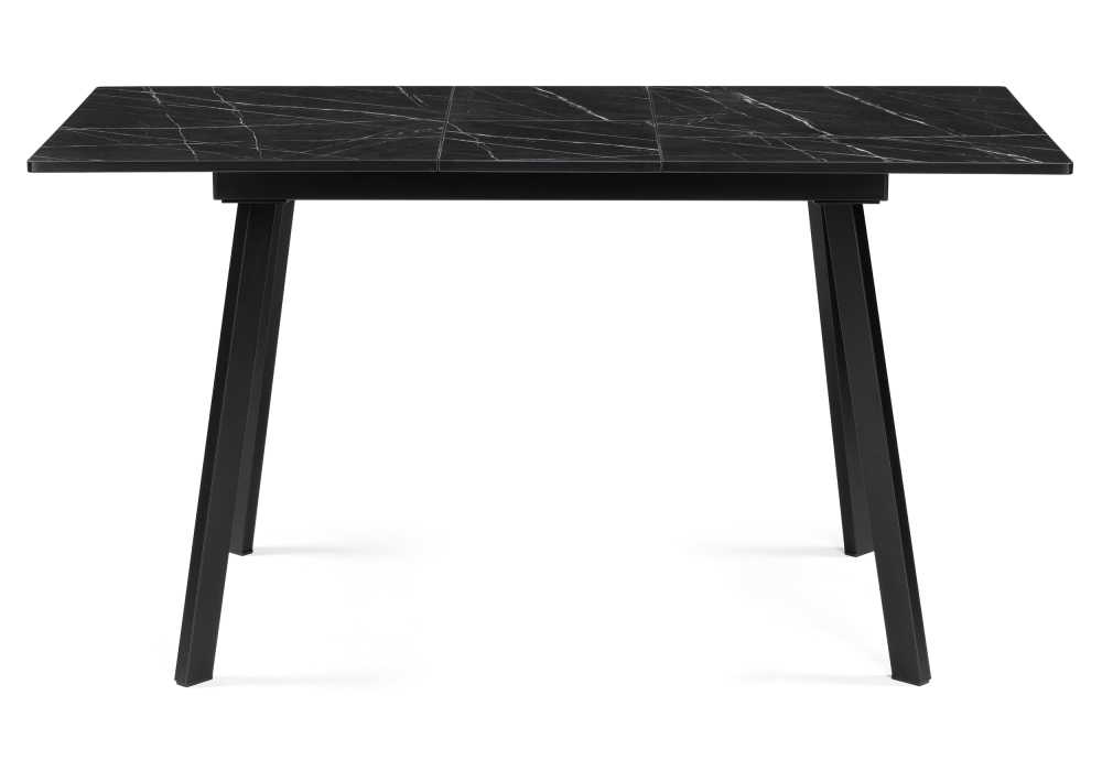 Деревянный стол Агни 110(140)х68х76 мрамор черный / черный матовый