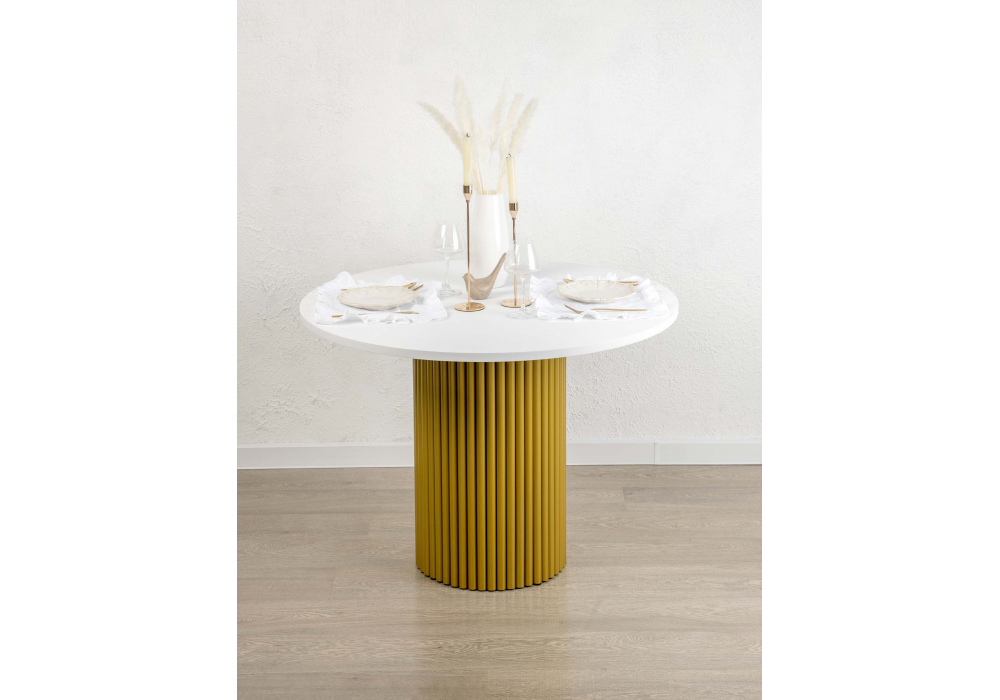 Деревянный стол Барел 90 белый / золото