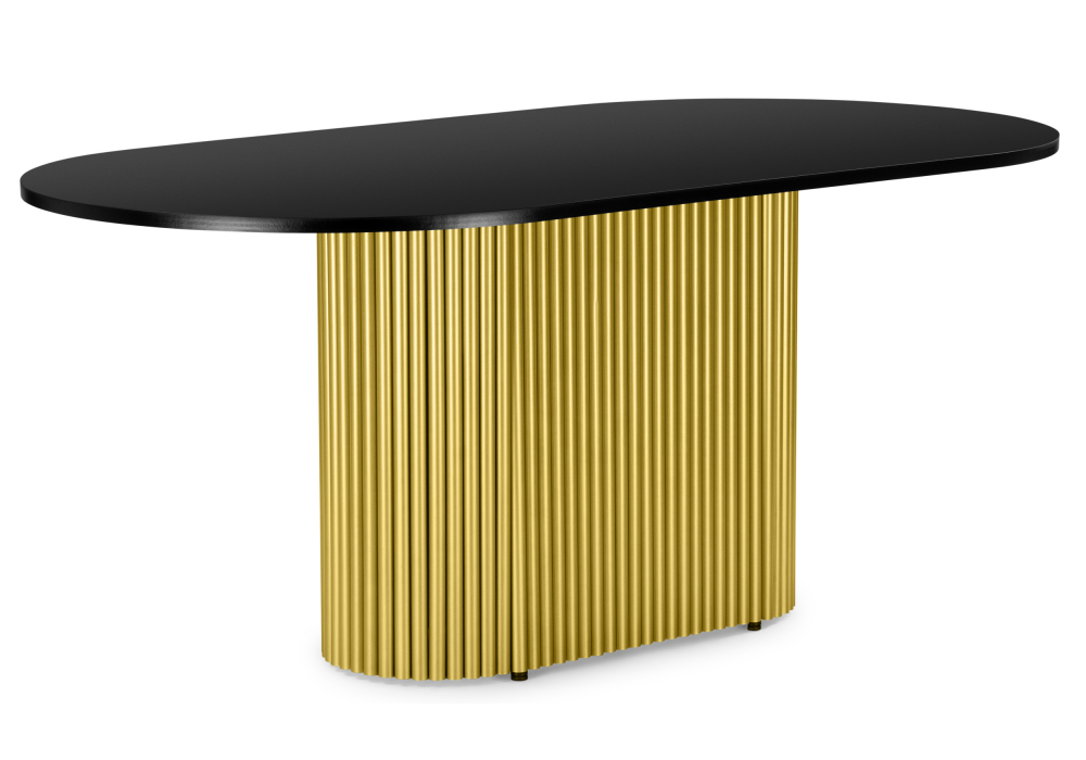 Деревянный стол Барон О 160 х 90 черная пленка шагрень / золотые ноги