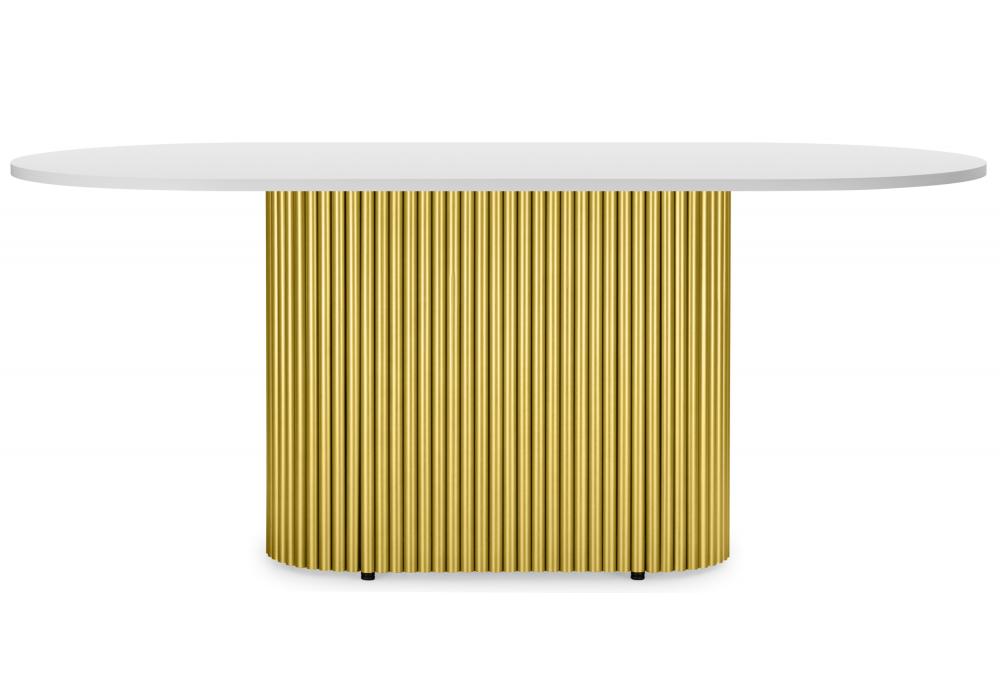 Деревянный стол Барон О 180 х 90 белая пленка шагрень / золотые ноги