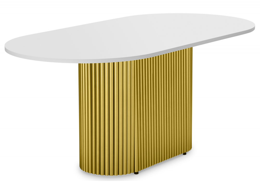 Деревянный стол Барон О 200 х 90 белая пленка шагрень / золотые ноги