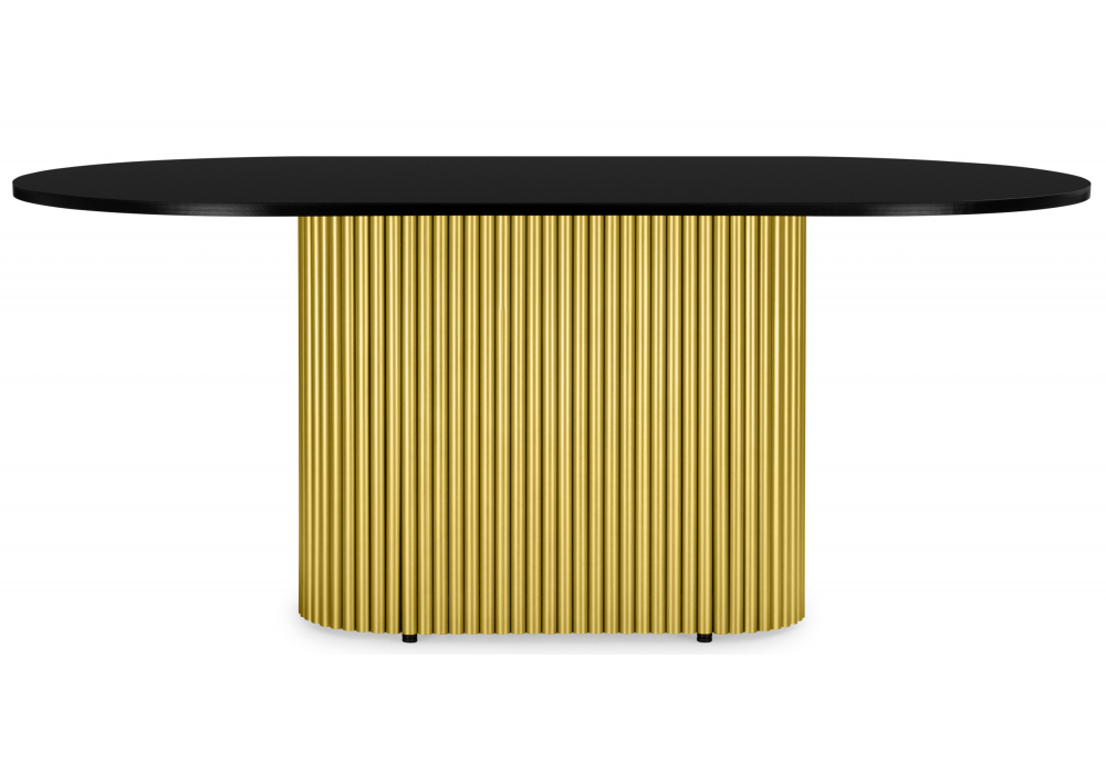 Деревянный стол Барон О 200 х 90 черная пленка шагрень / золотые ноги