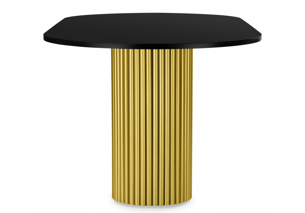 Деревянный стол Барон О 200 х 90 черная пленка шагрень / золотые ноги