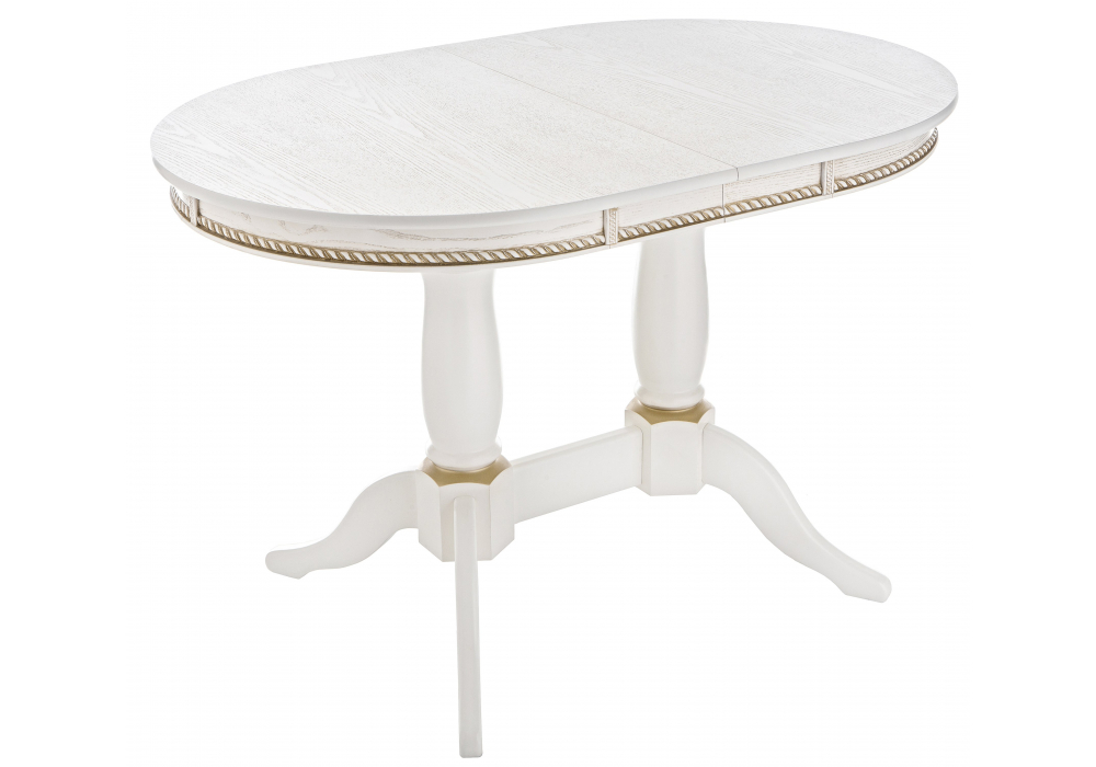 Деревянный стол Кантри 120 молочный / золотая патина