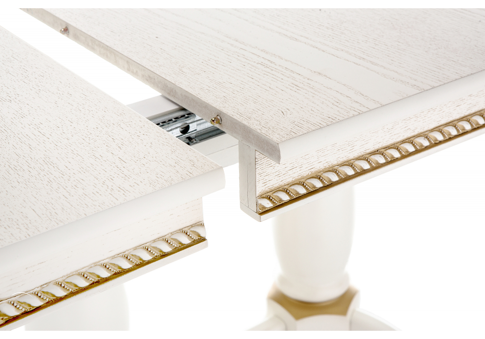 Деревянный стол Кантри 120 молочный / золотая патина