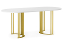 Деревянный стол Хьюго О 160 х 90 белая шагрень пленка / золотые ноги