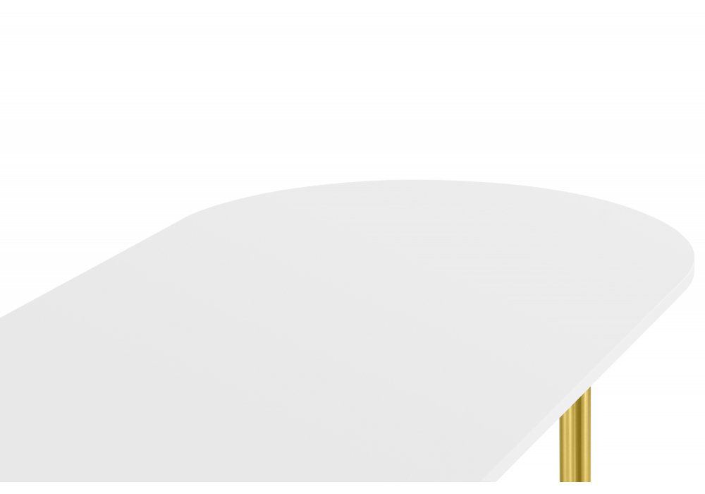 Деревянный стол Хьюго О 180 х 90 белая шагрень пленка / золотые ноги