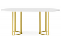 Деревянный стол Хьюго О 180 х 90 белая шагрень пленка / золотые ноги