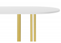Деревянный стол Хьюго О 180 х 90 белая шагрень пленка / золотые ноги