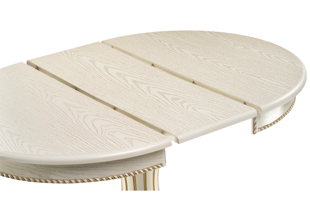 Деревянный стол Павия 90(120)х90х80 слоновая кость с золотой патиной