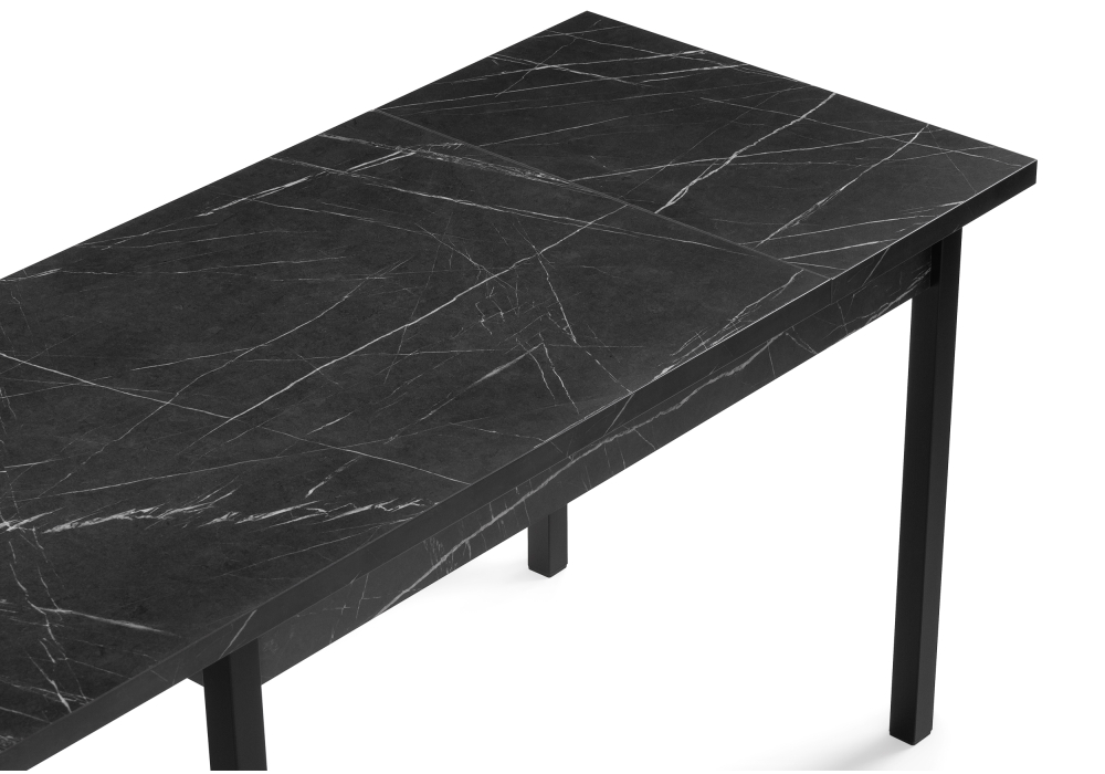 Деревянный стол Центавр 120(160)х70х76 мрамор черный / черный матовый