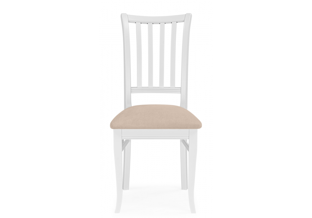 Деревянный стул Фрезино с проножкой бежевый велюр / белый