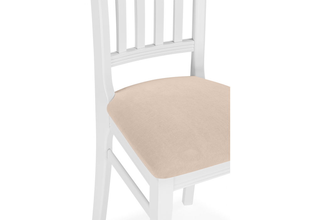Деревянный стул Фрезино с проножкой бежевый велюр / белый