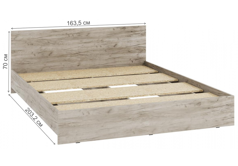 Двуспальная кровать Адайн КР-160 160х200 дуб крафт серый / дуб крафт серый