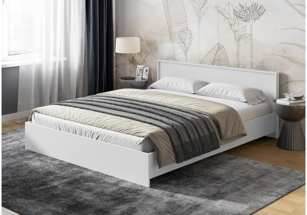Двуспальная кровать Бирма 160x200 (без основания) белое дерево