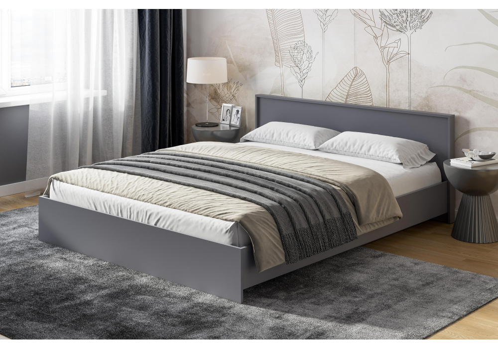 Двуспальная кровать Бирма 160x200 (без основания) серый графит