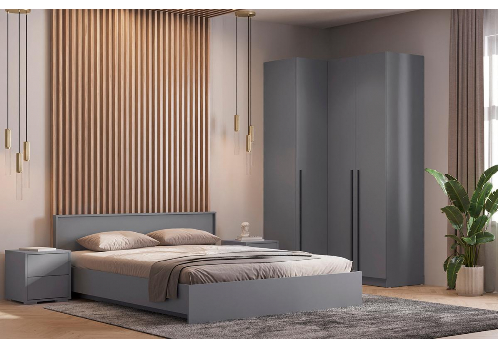 Двуспальная кровать Бирма 160x200 (без основания) серый графит