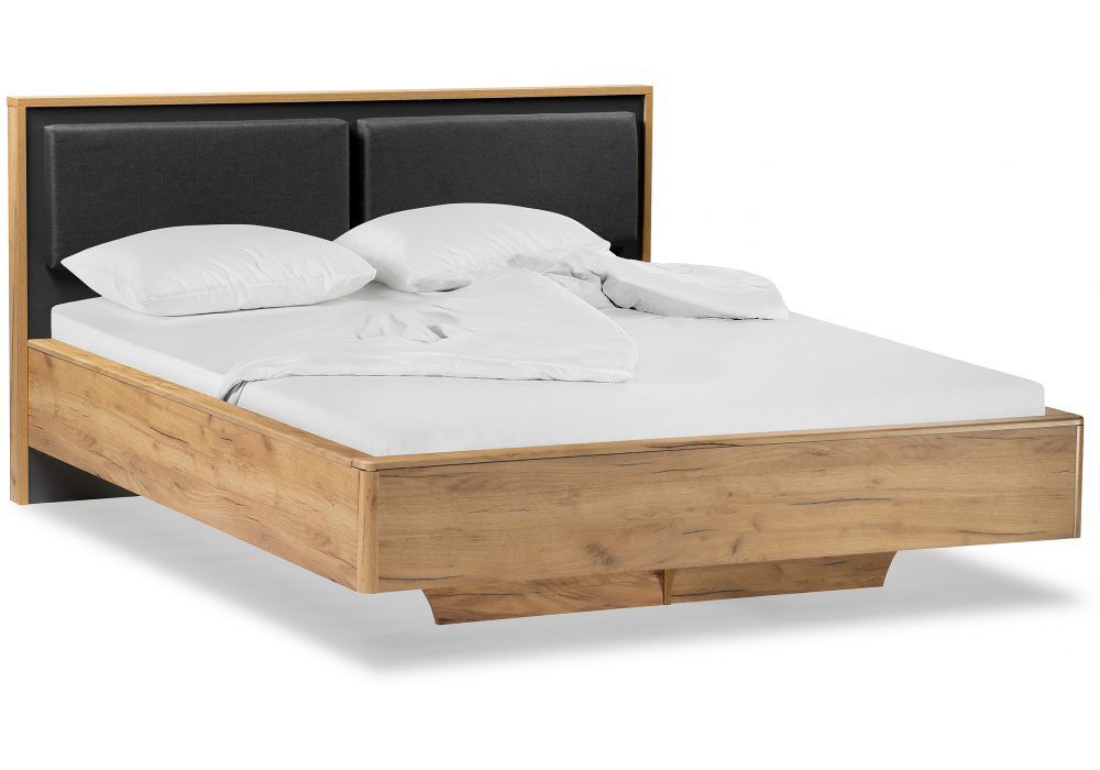 Двуспальная кровать Клауд 160х200 парящая дуб крафт золотой / антрацит