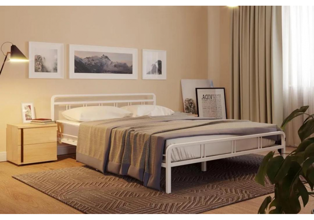 Двуспальная кровать Рейк 160х200 белая