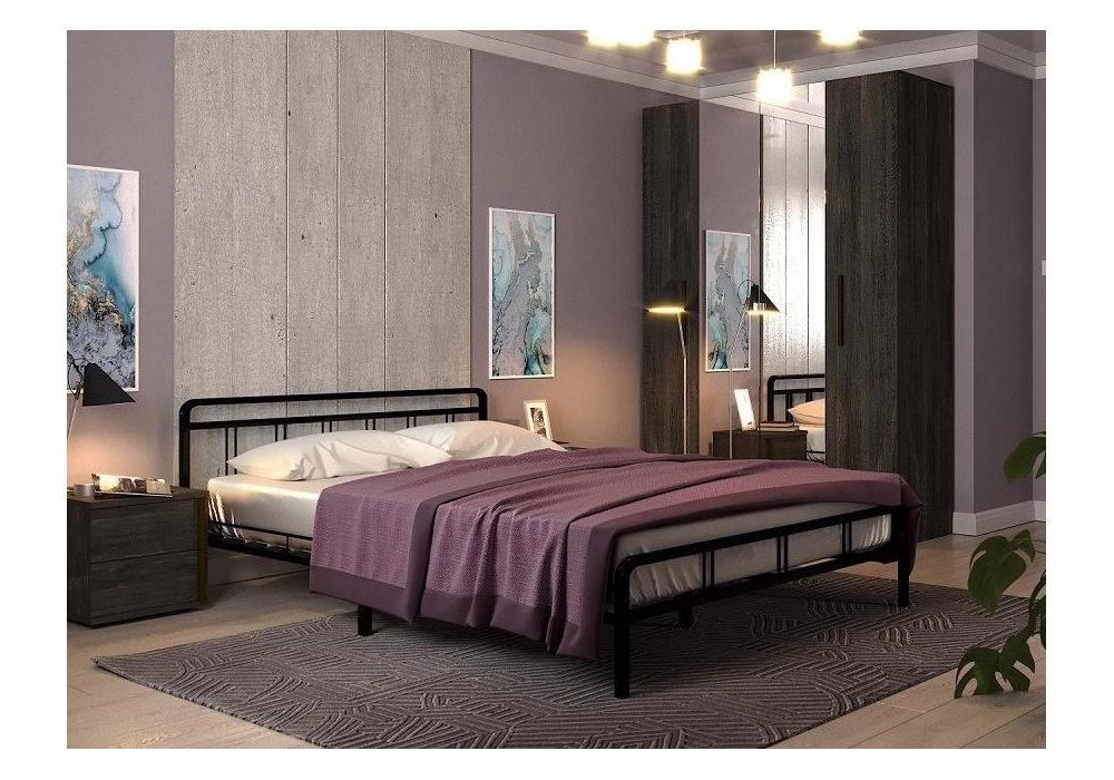 Двуспальная кровать Рейк 160х200 черная