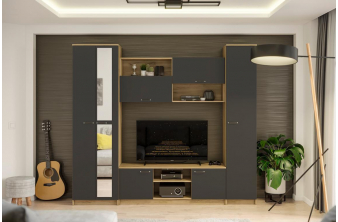 Модульная гостиная Филеста белый / дуб вотан комплектация 2