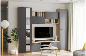 Модульная гостиная Филеста белый / дуб вотан комплектация 2