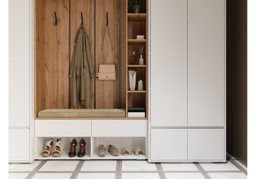 Готовая прихожая Роут белый / дуб вотан