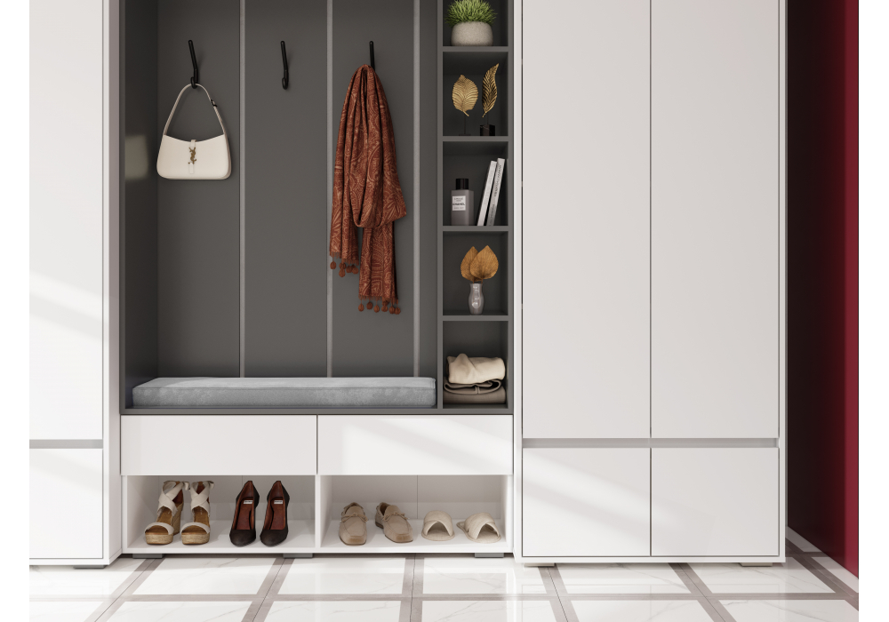 Готовая прихожая Роут белый / графит