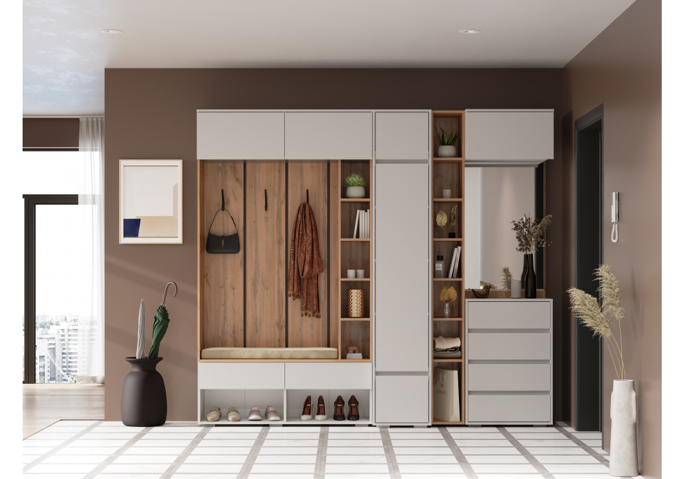 Готовая прихожая Роут кашемир / дуб вотан