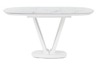 Керамический стол Бронхольм 140(200)х80х77 белый мрамор / черный
