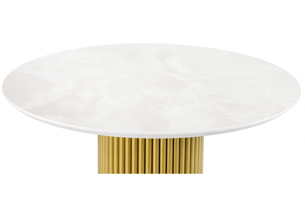 Керамический стол Барел 110 onyx bianco soft satin / золотой