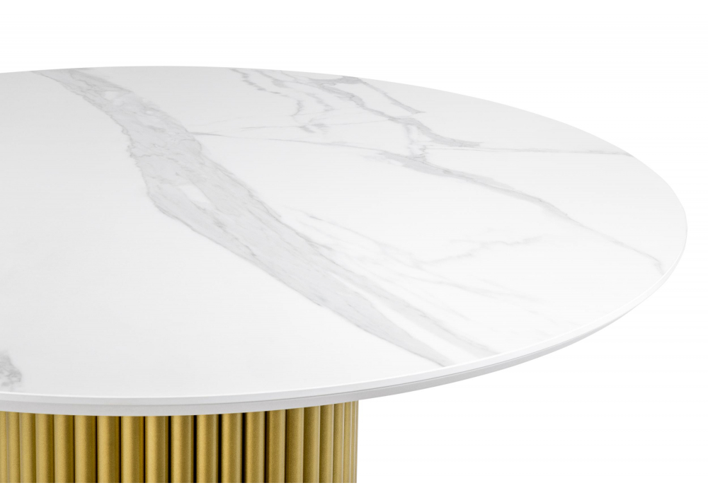 Керамический стол Барел 110 patagonoa bianco repose / золотой