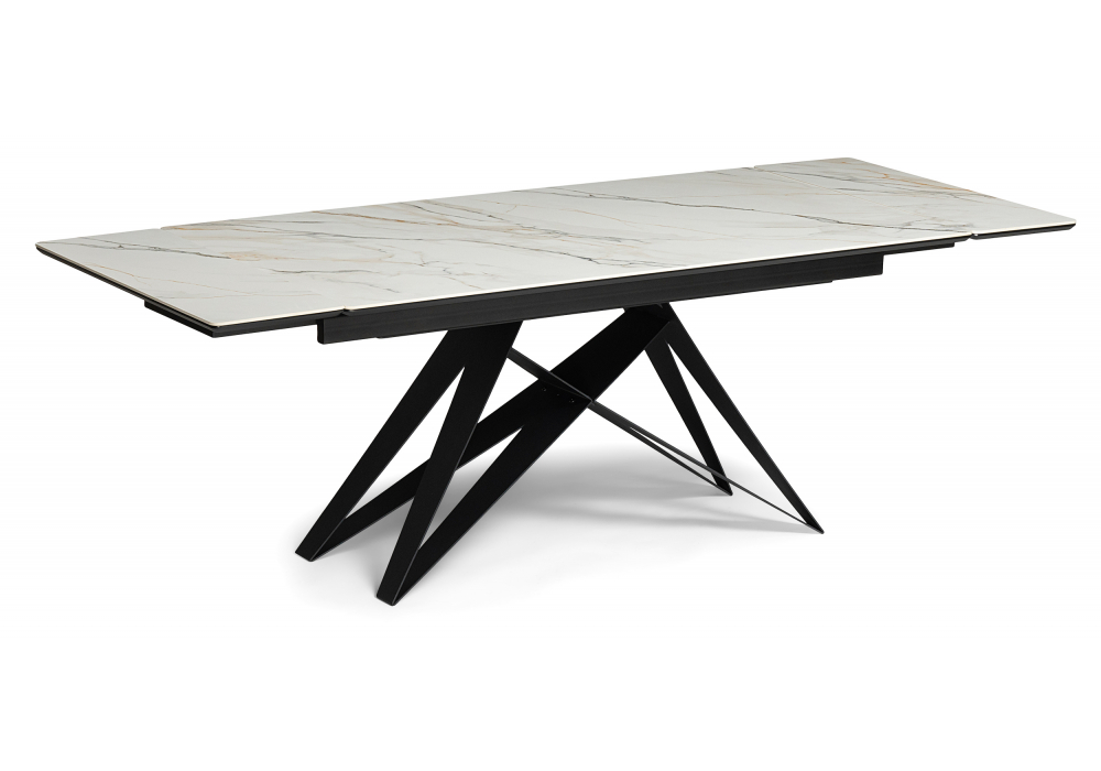 Керамический стол Блэкберн 160(220)х89 белый gilt white / черный