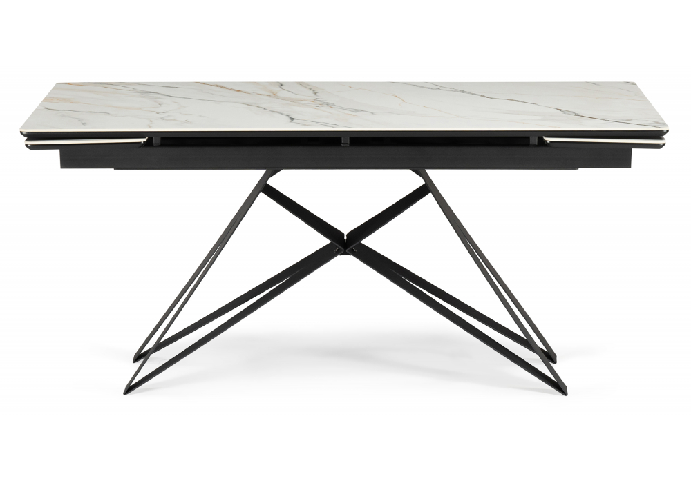 Керамический стол Блэкберн 160(220)х89 белый gilt white / черный