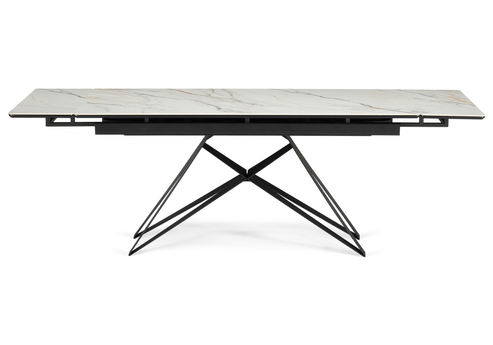 Керамический стол Блэкберн 160(220)х89 белый gilt white / черный