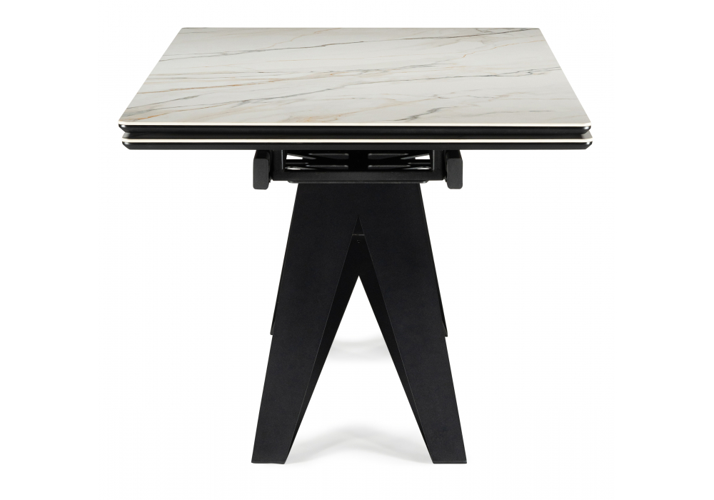 Керамический стол Блэкберн 160(220)х89 белый gilt white / черный