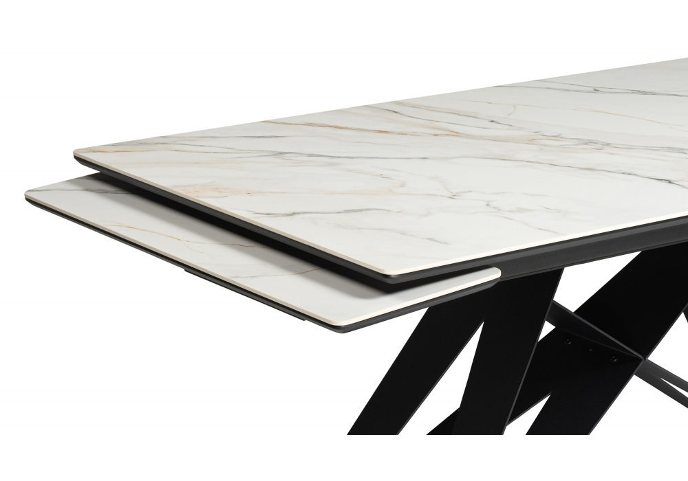 Керамический стол Блэкберн 160(220)х89 белый gilt white / черный