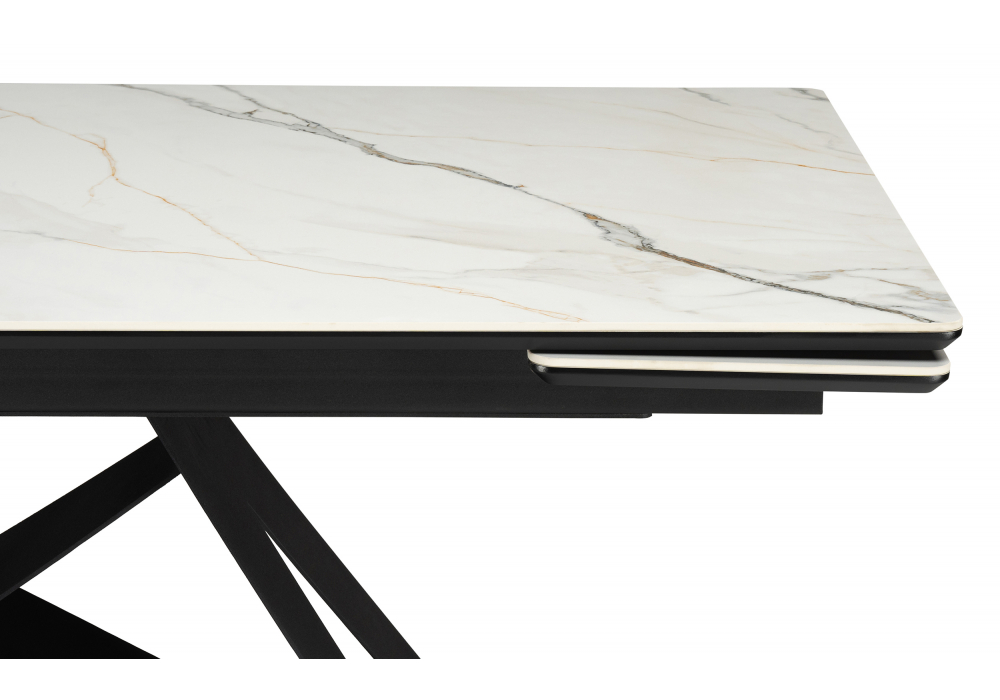 Керамический стол Блэкберн 160(220)х89 белый gilt white / черный