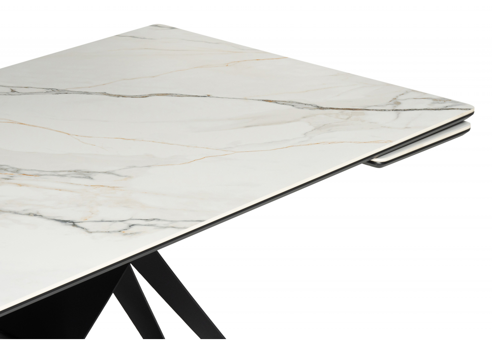 Керамический стол Блэкберн 160(220)х89 белый gilt white / черный