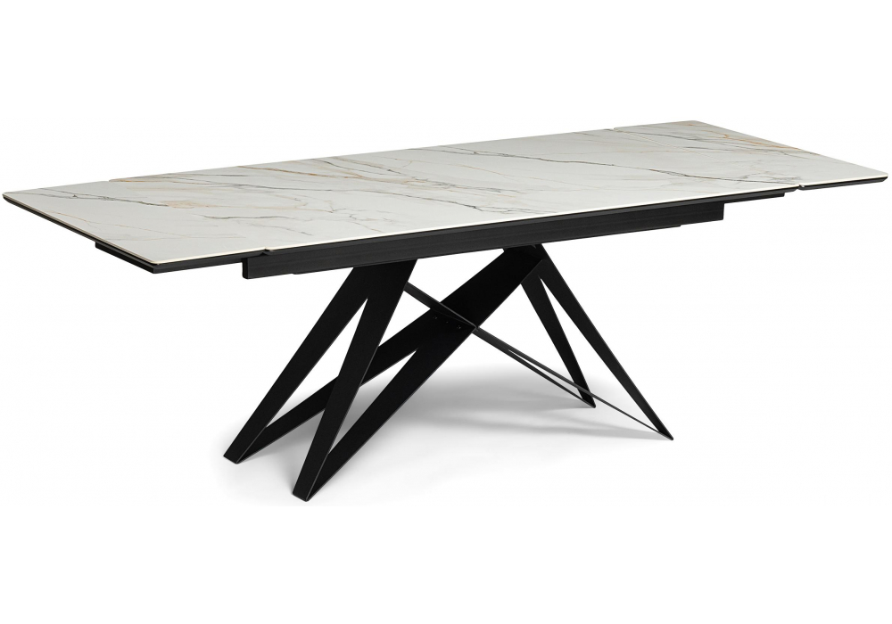 Керамический стол Блэкберн 160(220)х89 белый gilt white / черный