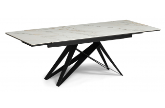 Керамический стол Блэкберн 160(220)х89 белый gilt white / черный