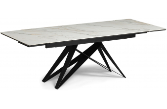 Керамический стол Блэкберн 160(220)х89 белый gilt white / черный
