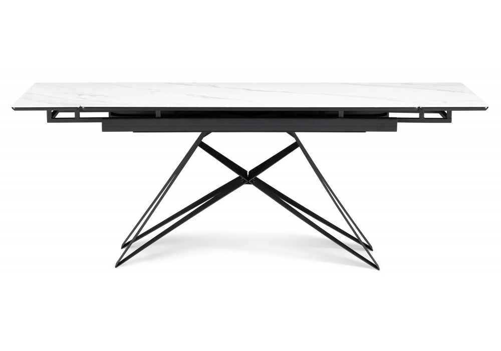 Керамический стол Блэкберн 160(220)х89 белый мрамор snow white / черный