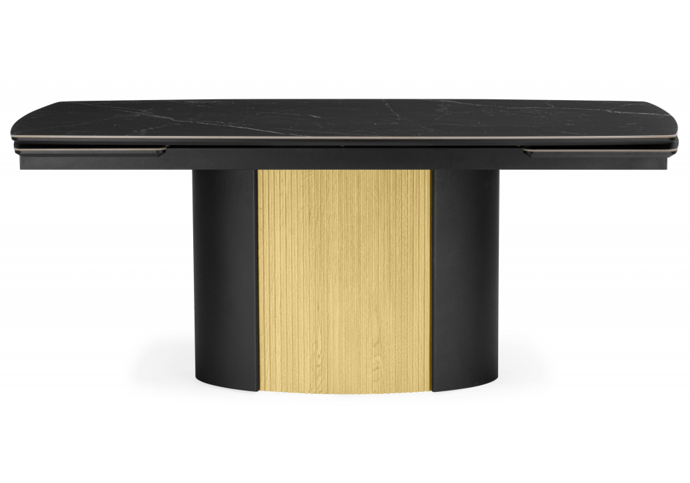 Керамический стол Бовер 180(220)x90 черный мрамор / черный / дуб натуральный