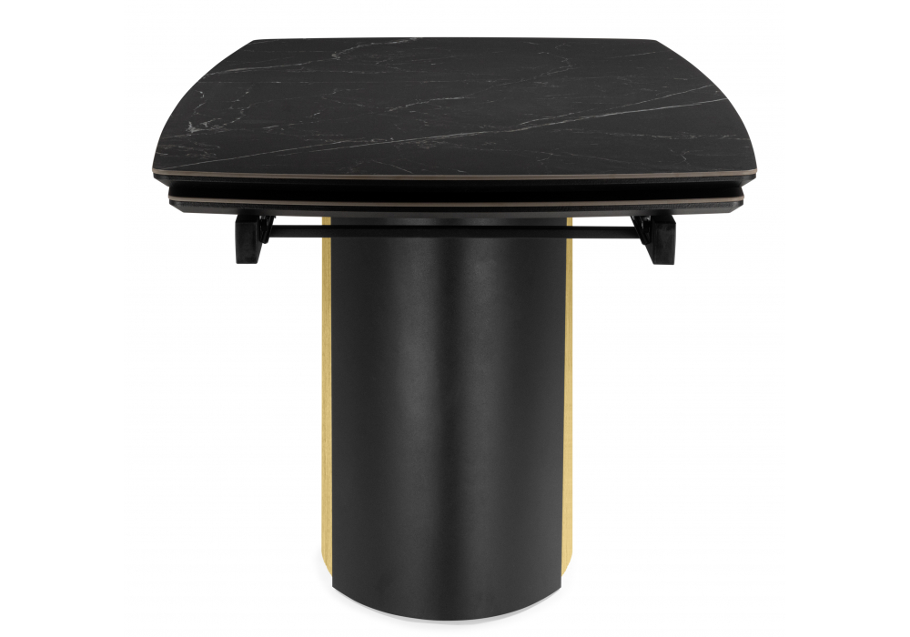 Керамический стол Бовер 180(220)x90 черный мрамор / черный / дуб натуральный