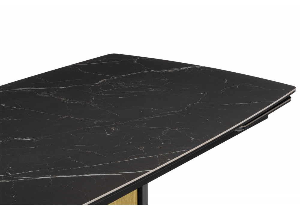 Керамический стол Бовер 180(220)x90 черный мрамор / черный / дуб натуральный